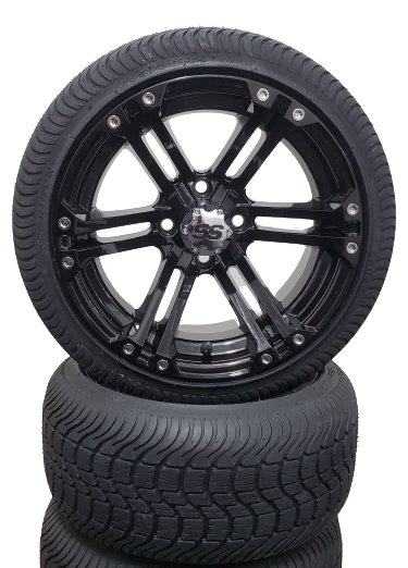 14'' rockstar gloss black wheel mounted on lowpro tire